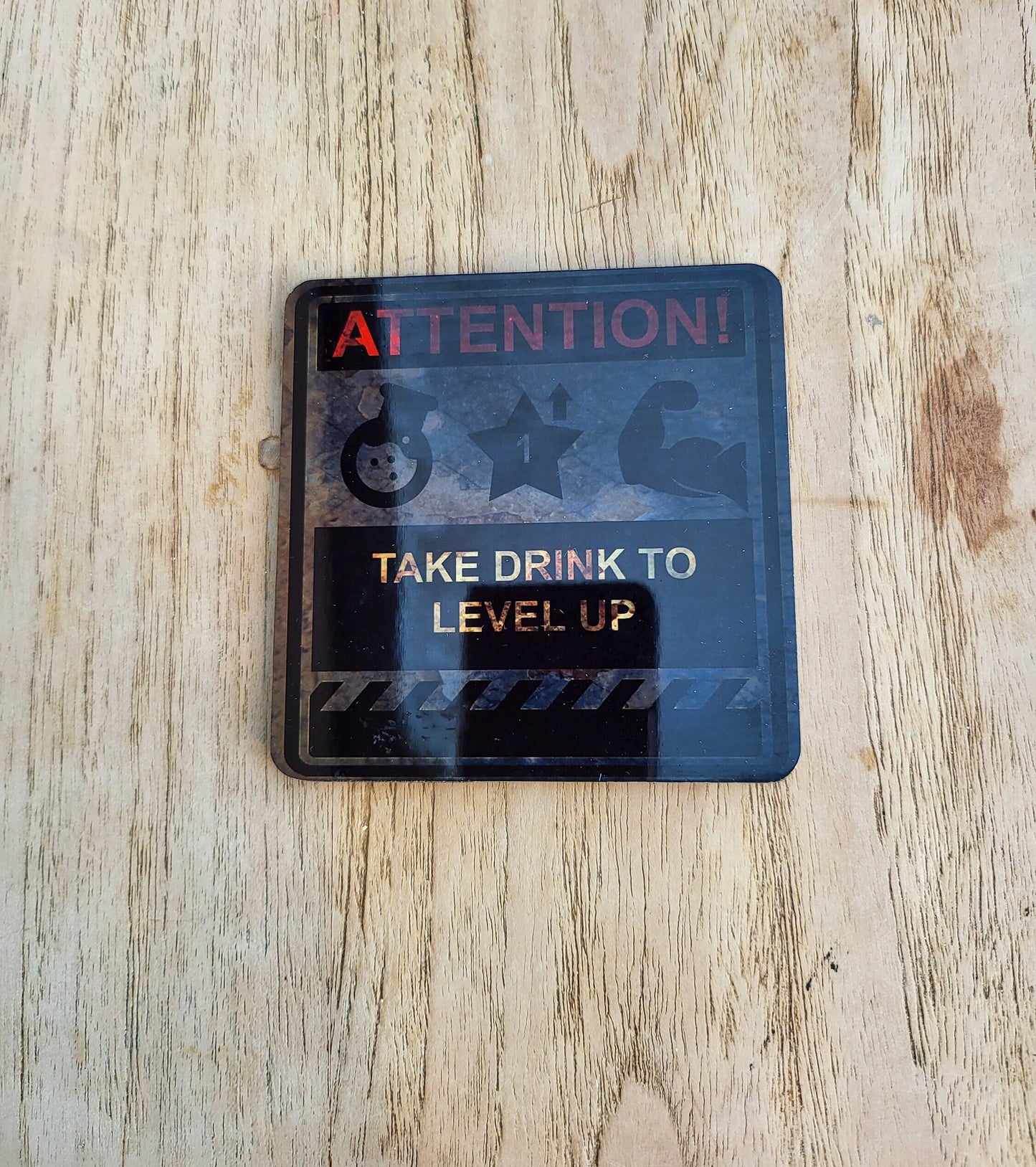 Gamer Level Up Metal Coaster