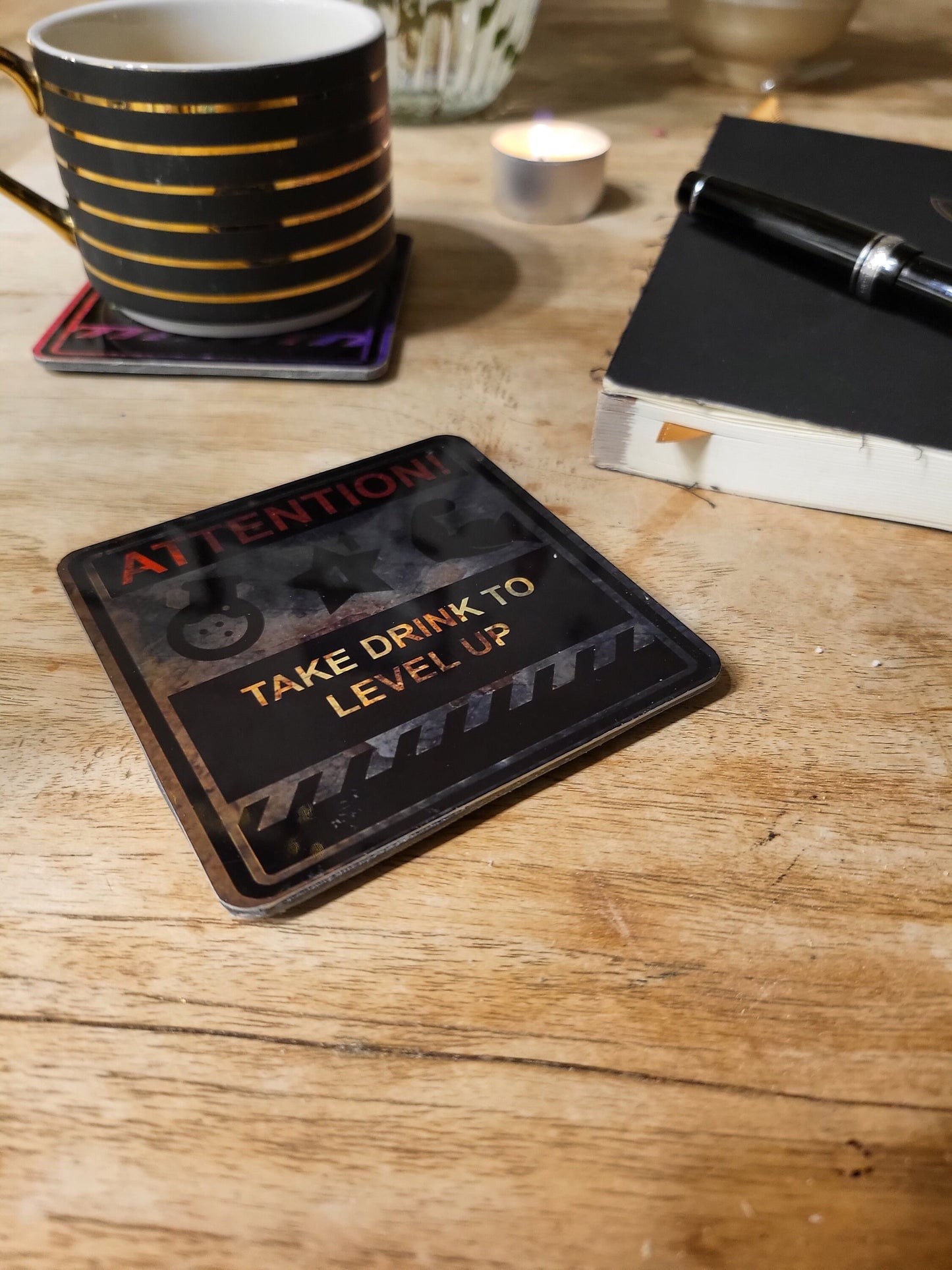 Gamer Level Up Metal Coaster