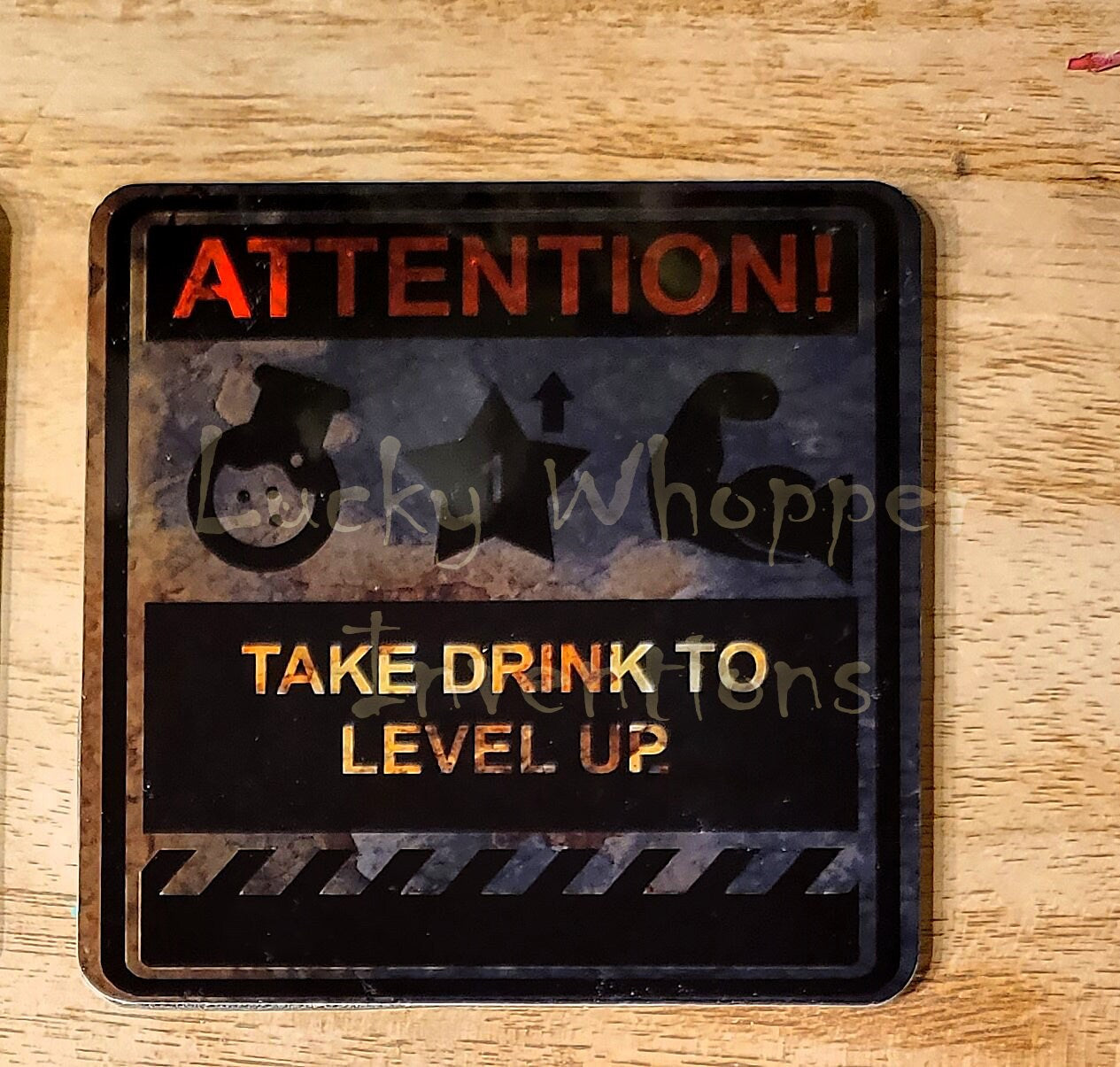 Gamer Level Up Metal Coaster